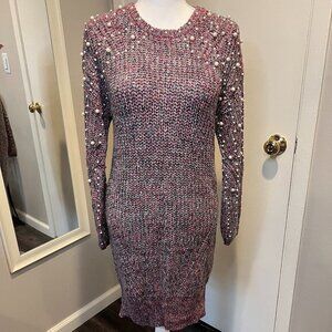 NWT Betsey Johnson Multicolor Sweater Dress with Pearls, Size Medium?